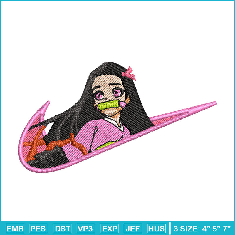 Nezuko cute nike embroidery design, Neuzko embroidery, Anime design, Embroidery shirt, Embroidery file, Digital download.jpg