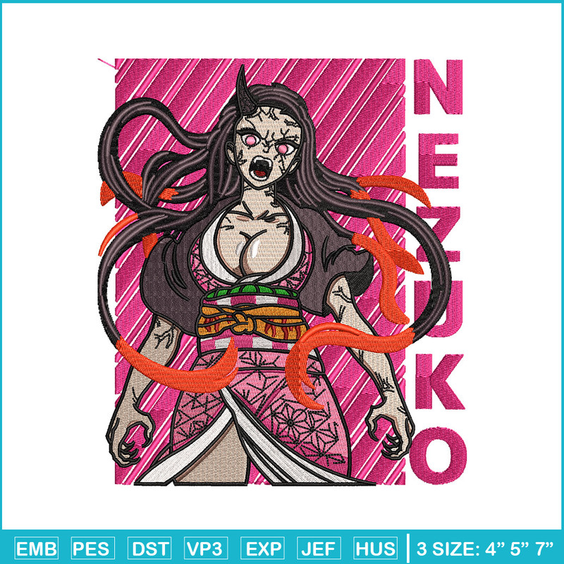 Nezuko demon embroidery design, Nezuko embroidery, Anime design, Embroidery shirt, Embroidery file, Digital download.jpg