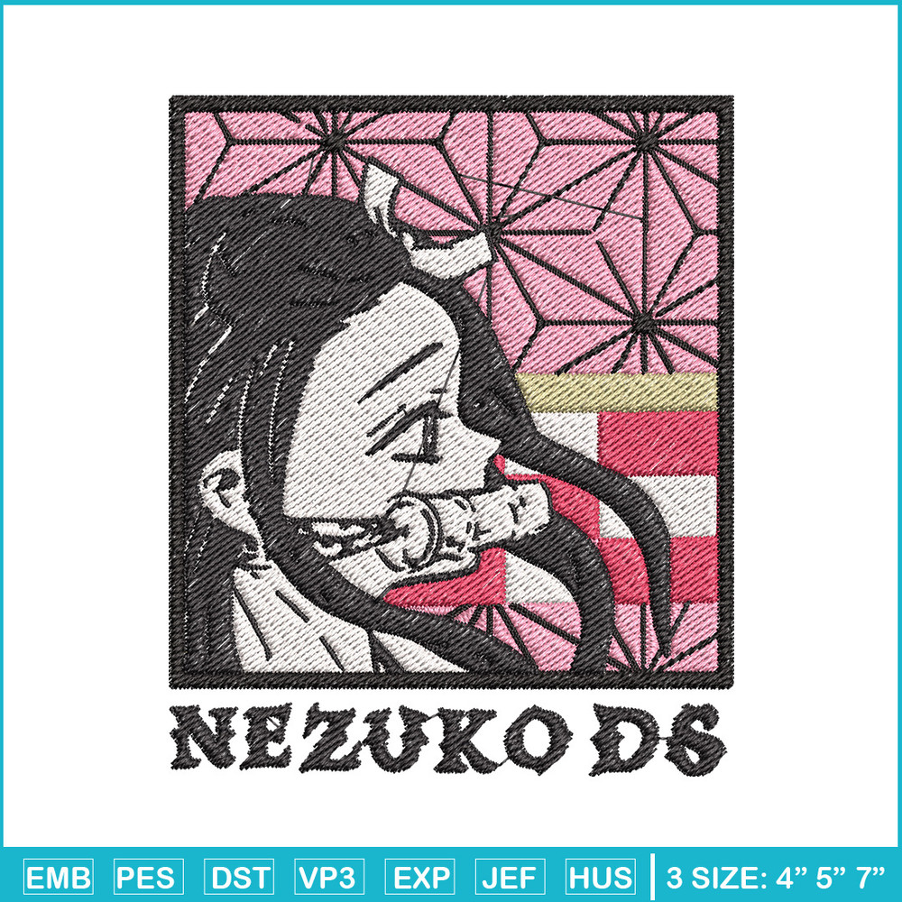 Nezuko ds embroidery design, Nezuko embroidery, Embroidery shirt, Embroidery file, Anime design, Digital download.jpg