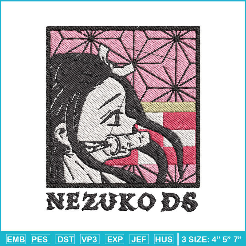 Nezuko ds embroidery design, Nezuko embroidery, Embroidery shirt, Embroidery file, Anime design, Digital download.jpg
