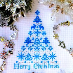 MERRY CHRISTMAS FOREST TREE cross stitch pattern PDF by CrossStitchingForFun, Instant Download