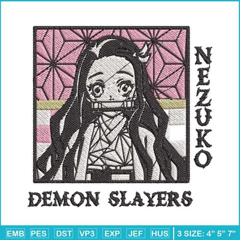 Nezuko frame embroidery design, Nezuko embroidery, Embroidery shirt, Embroidery file, Anime design, Digital download.jpg