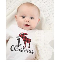 My First Christmas SVG, 1st Christmas Shirt, Baby Christmas SVG, Christmas Moose SVG, Cricut Baby svg, Canadian Christma