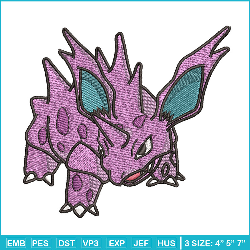 Nidorino embroidery design, Pokemon embroidery, Anime design, Embroidery shirt, Embroidery file, Digital download.jpg