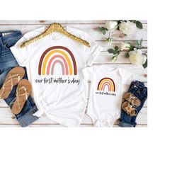 our first mothers day svg, 1st mothers day design, mommy and me outfit, mothers day gift, mother's day rainbow svg, moth