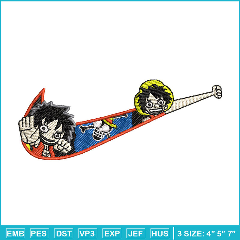 Nike luffy embroidery design, Nike embroidery, Anime design, Embroidery shirt, Embroidery file, Digital download.jpg