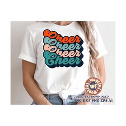 cheer svg, cheer vibes svg, cheer mom svg, cheer fan svg, cheerleader svg, groovy stacked svg, svg dxf eps ai png silhou
