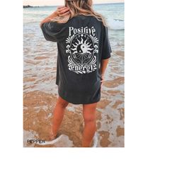 positive energy comfort colors shirt retro yin yang gift for summer positive vibes motivational tee boho kindness tee gr