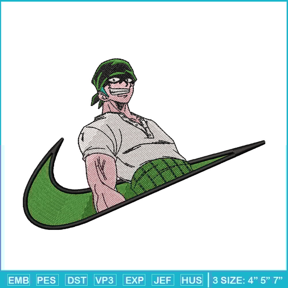 Nike x zoro embroidery design, One piece embroidery, Nike design, Embroidery shirt, Embroidery file, Digital download.jpg