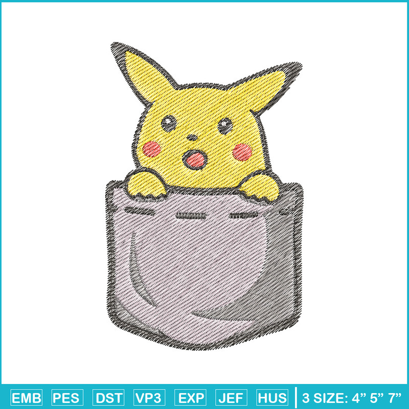Pikachu bag embroidery design, Pokemon embroidery, Anime design, Embroidery file, Digital download, Embroidery shirt.jpg
