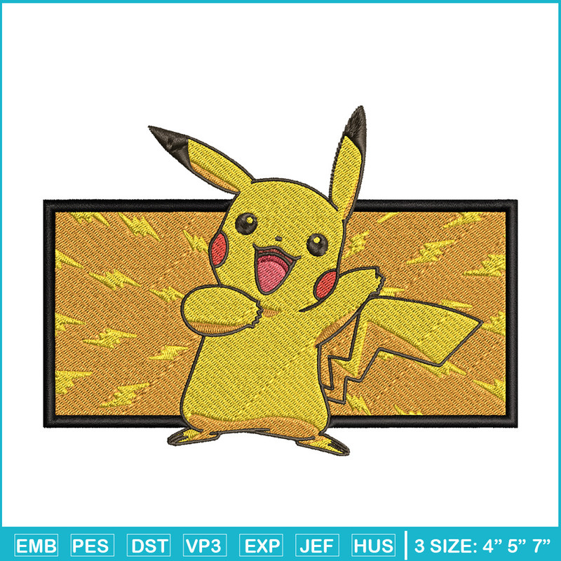 Pikachu box embroidery design, Pokemon embroidery, Anime design, Embroidery file, Digital download, Embroidery shirt.jpg