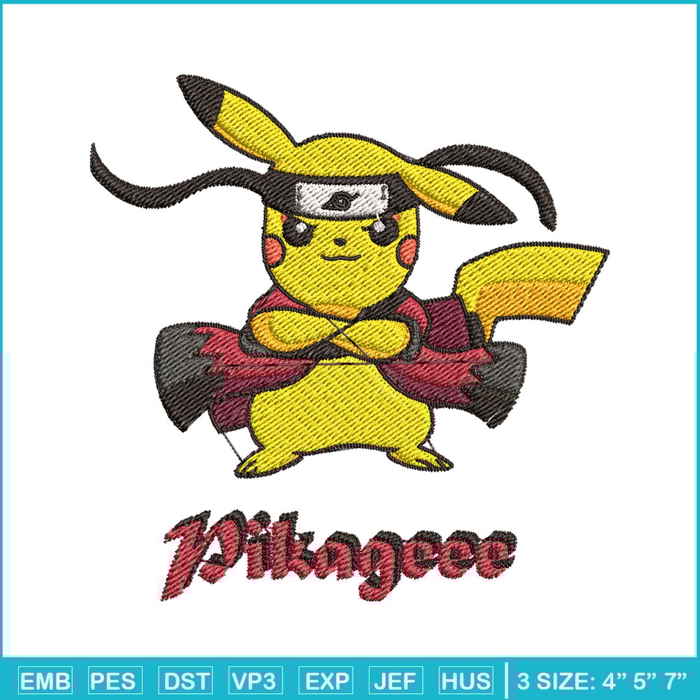 Pikagee embroidery design, Pokemon embroidery, Anime design, Embroidery shirt, Embroidery file, Digital download.jpg