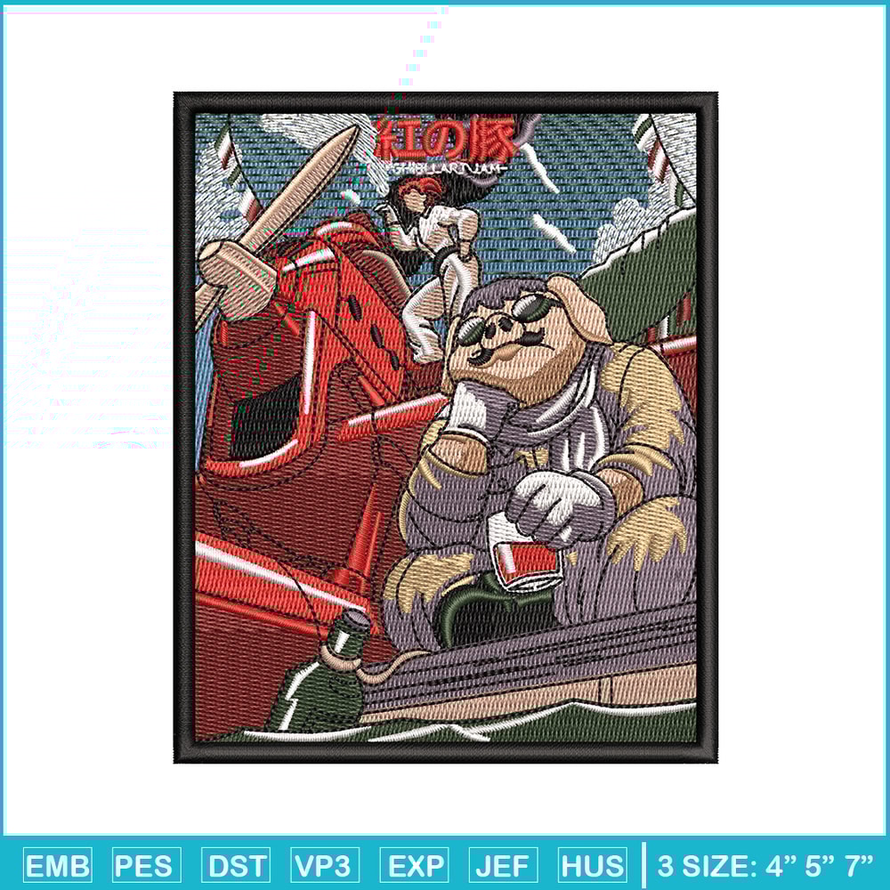 Porco Rosso embroidery design, Ghibli embroidery, Anime design, Embroidery shirt, Embroidery file, Digital download.jpg
