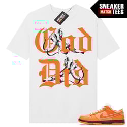 lobster orange dunk low to match sneaker match tees white god did.jpg