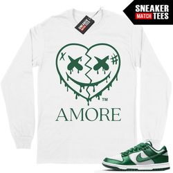 team green dunk low to match sneaker match long sleeve tees white amore crazy love heart.jpg