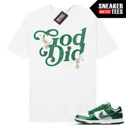 team green dunk low to match sneaker match tees white god did doves.jpg