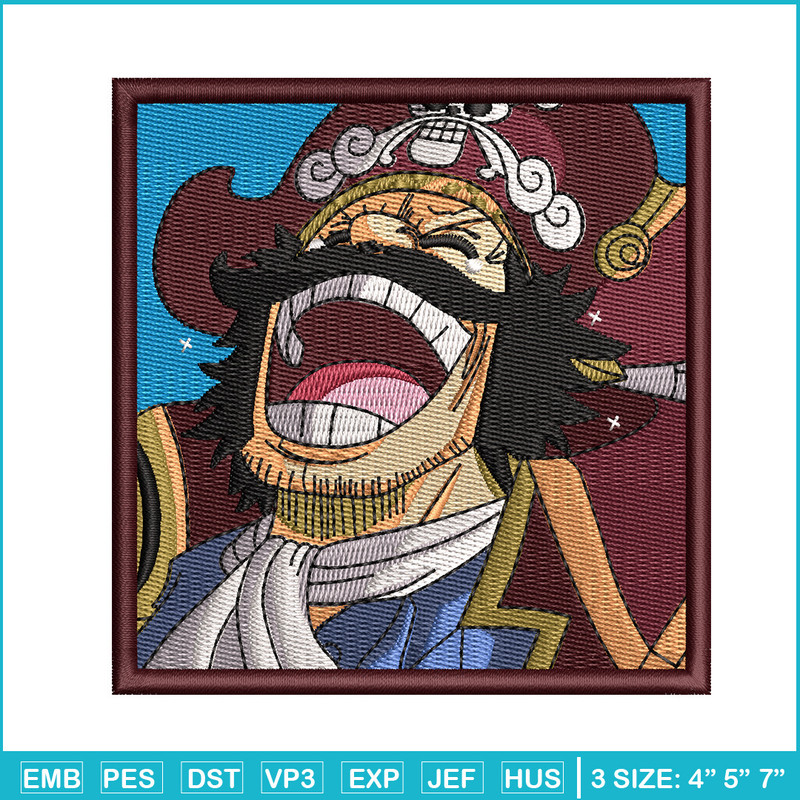 Roger laugh embroidery design, One piece embroidery, Anime design, Embroidery shirt, Embroidery file, Digital download.jpg