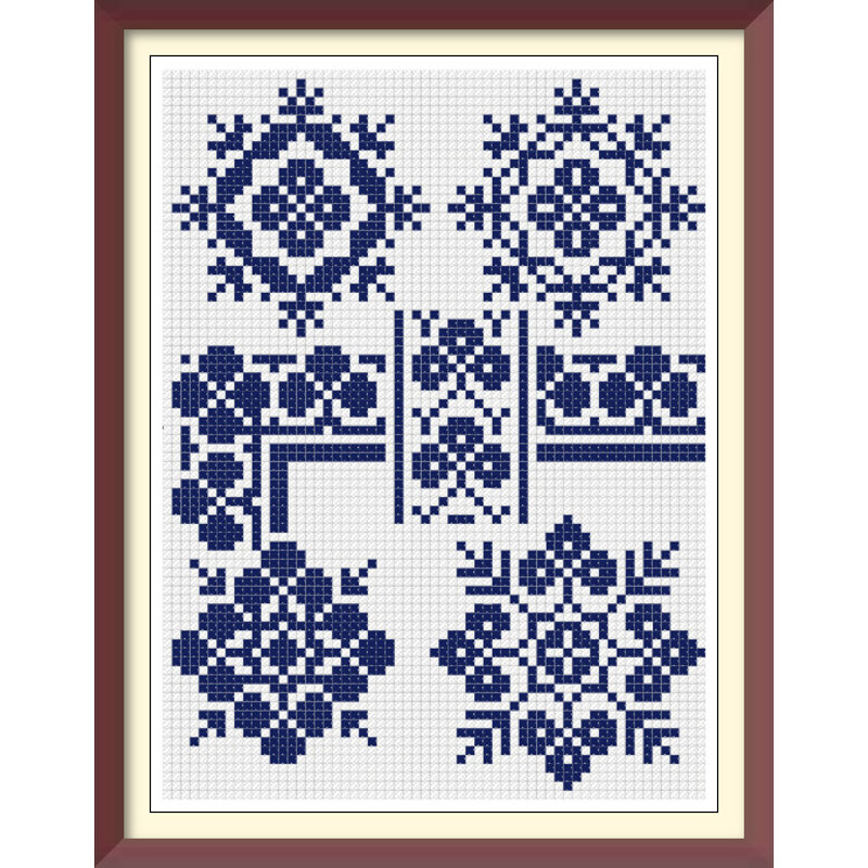 Borders - Cross Stitch Pattern - Corners, Inserts and General Motifs - Antique Sampler PDF Counted Vintage Pattern - Reproduction 1890 (2).jpg