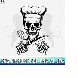 chef skull svg, skull svg, mexican skull svg, day of the dead svg, sugar skull clipart, sugar skull cricut, sugar skull