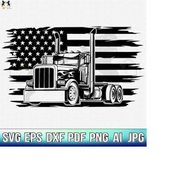 semi truck with flag svg, semi truck svg, semi truck clipart, semi truck cricut, semi truck cutfile, semi truck shirt, s
