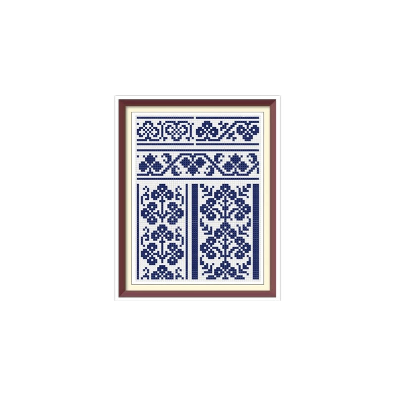Borders - Cross Stitch Pattern - Corners, Inserts and General Motifs - Antique Sampler PDF Counted Vintage Pattern - Reproduction 1890.jpg