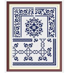 Borders - Cross Stitch Pattern - Corners, Inserts and General Motifs - Antique Sampler PDF Counted Vintage Pattern