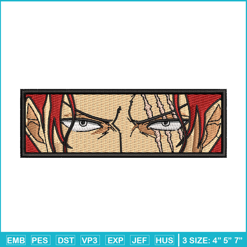 Shank eyes embroidery design, One piece embroidery, Anime design, Embroidery shirt, Embroidery file, Digital download.jpg