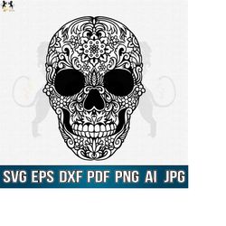 sugar skull svg, skull svg, mexican skull svg, day of the dead svg, sugar skull clipart, sugar skull cricut, sugar skull
