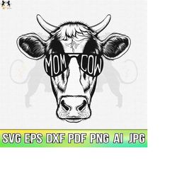 mom cow svg, mama cow face svg, cow with glasses svg, mama cow with sunglasses svg, mama cow clipart, mama cow shirt, co