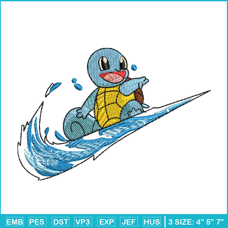 Swoosh squirtle embroidery design, Pokemon embroidery,Anime design,Embroidery file, Embroidery shirt, Digital download.jpg