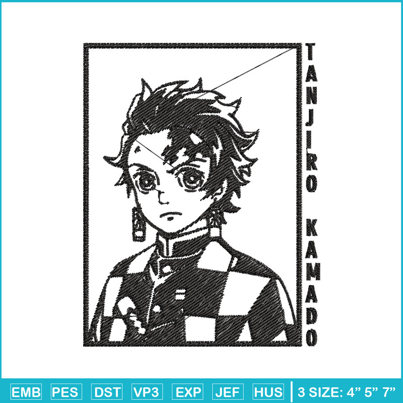 Tanjiro black embroidery design, Tanjiro embroidery, Embroidery shirt, Embroidery file, Anime design, Digital download.jpg