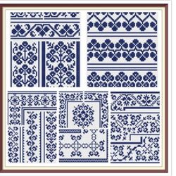 Borders - Cross Stitch Pattern - 5 Plates - Corners, Inserts and General Motifs - Antique Sampler PDF Counted Vintage