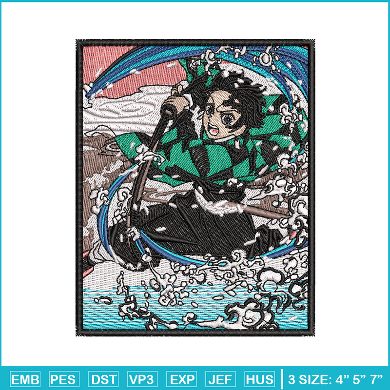 Tanjiro water embroidery design, Tanjiro embroidery, Anime design, Embroidery shirt, Embroidery file, Digital download.jpg