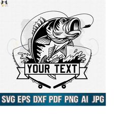 bass fishing name svg, fishing svg, bass fish svg, bass clipart, bass vector, bass cricut, bass cut file, fish svg,fish