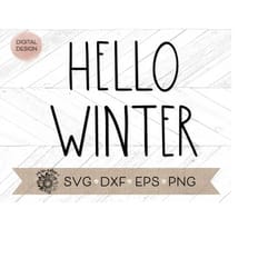 hello winter svg - season word svg - hand lettered hello