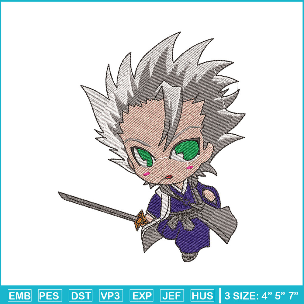 Toshiro chibi embroidery design, Bleach embroidery, Anime design, Embroidery file, Embroidery shirt, Digital download.jpg