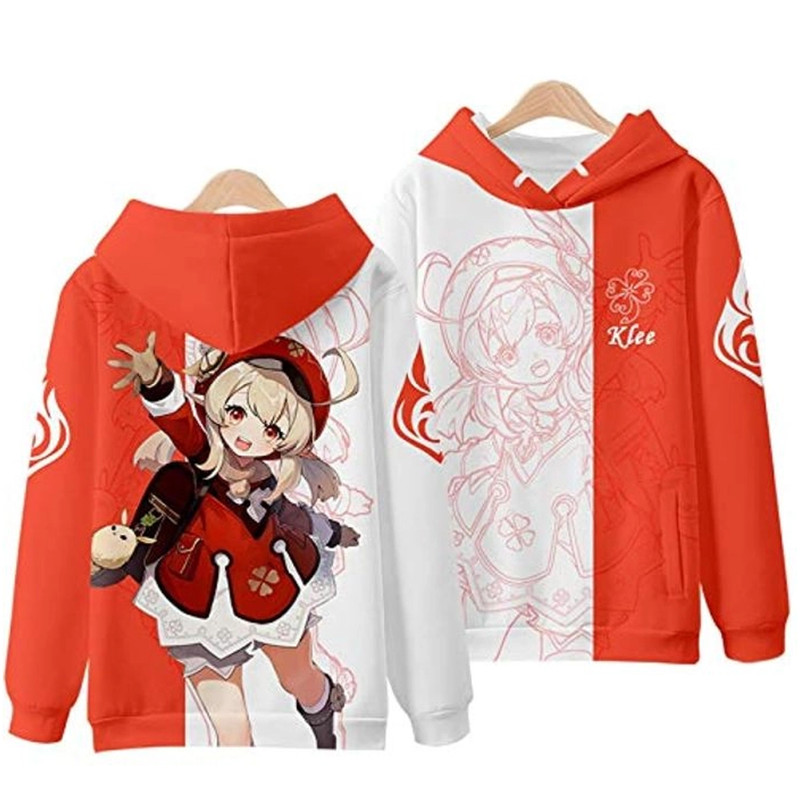 Klee Genshin Impact All Over Print 3D Hoodie Zip Hoodie, Klee Genshin Impact 3D Hoodie Zip Hoodie Fleece Hoodie