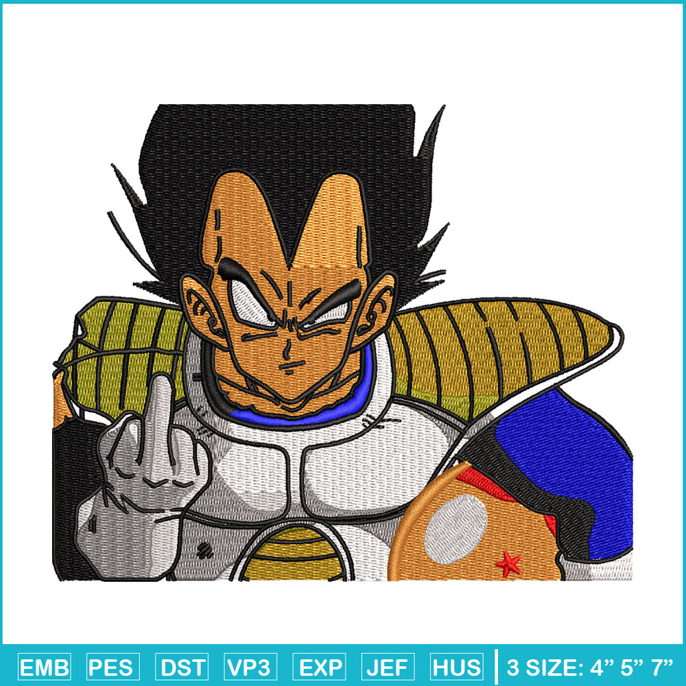Vegeta saiyan embroidery design, Dragonball embroidery, Anime design, Embroidery shirt, Embroidery file, Digital download.jpg