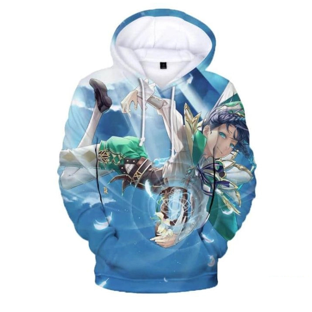 Venti Genshin Impact All Over Print 3D Hoodie Zip Hoodie, Venti Genshin Impact 3D Hoodie Zip Hoodie Fleece Hoodie