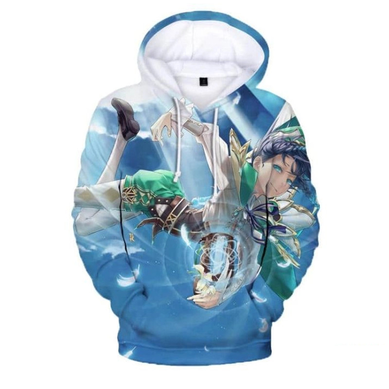 Venti Genshin Impact All Over Print 3D Hoodie Zip Hoodie, Venti Genshin Impact 3D Hoodie Zip Hoodie Fleece Hoodie