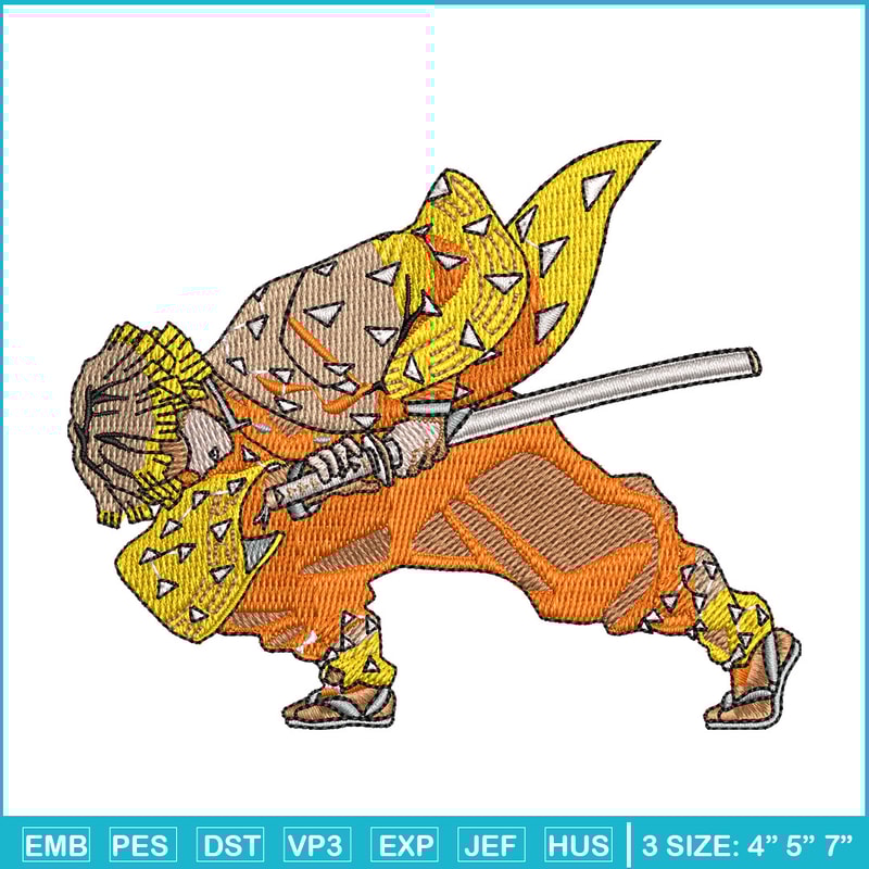 Zenitsu attack embroidery design, Zenitsu embroidery,Anime design, Embroidery shirt, Embroidery file, Digital download.jpg