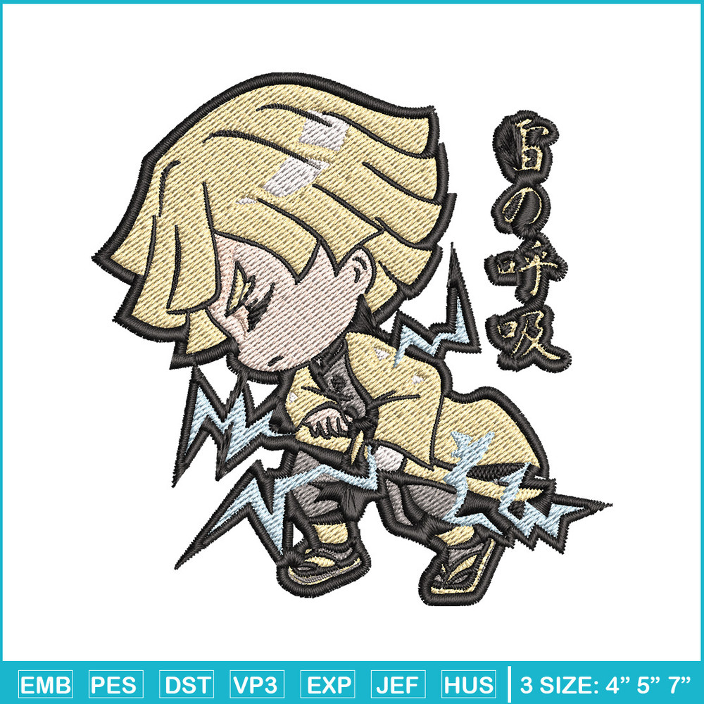 Zenitsu chibi embroidery design, Zenitsu embroidery, Anime design, Embroidery shirt, Embroidery file, Digital download.jpg