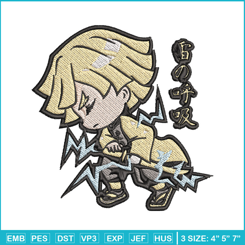 Zenitsu chibi embroidery design, Zenitsu embroidery, Anime design, Embroidery shirt, Embroidery file, Digital download.jpg