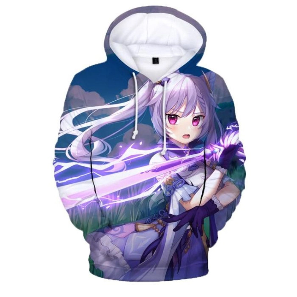 Keqing Genshin Impact All Over Print 3D Hoodie Zip Hoodie, Keqing Genshin Impact 3D Hoodie Zip Hoodie Fleece Hoodie
