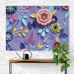 Purple 3D Flower Painting Wall Art Decor Flower Print