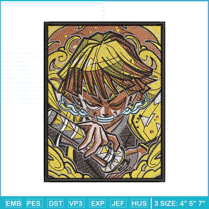 Zenitsu poster embroidery design, Zenitsu embroidery, Anime design, Embroidery shirt, Embroidery file, Digital download.jpg