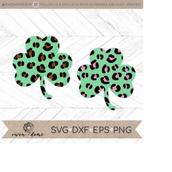 cheetah shamrock svg - st. patrick's day svg -  st patrick's day dxf - st. patrick's day clip art - cheetah print clip a