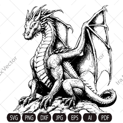 dragon svg, dragon detailed, dragon clipart, dragon vector, chinese dragon svg, fantasy dragon svg, asian dragon svg