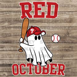 Phillies Philly Red October Cute Ghost SVG Cutting File SVG EPS DXF PNG