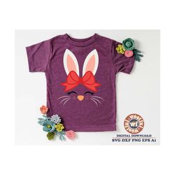 easter bunny svg, bunny rabbit svg, rabbit svg, happy easter svg, spring svg, hoppy easter svg, bow, svg dxf eps ai png